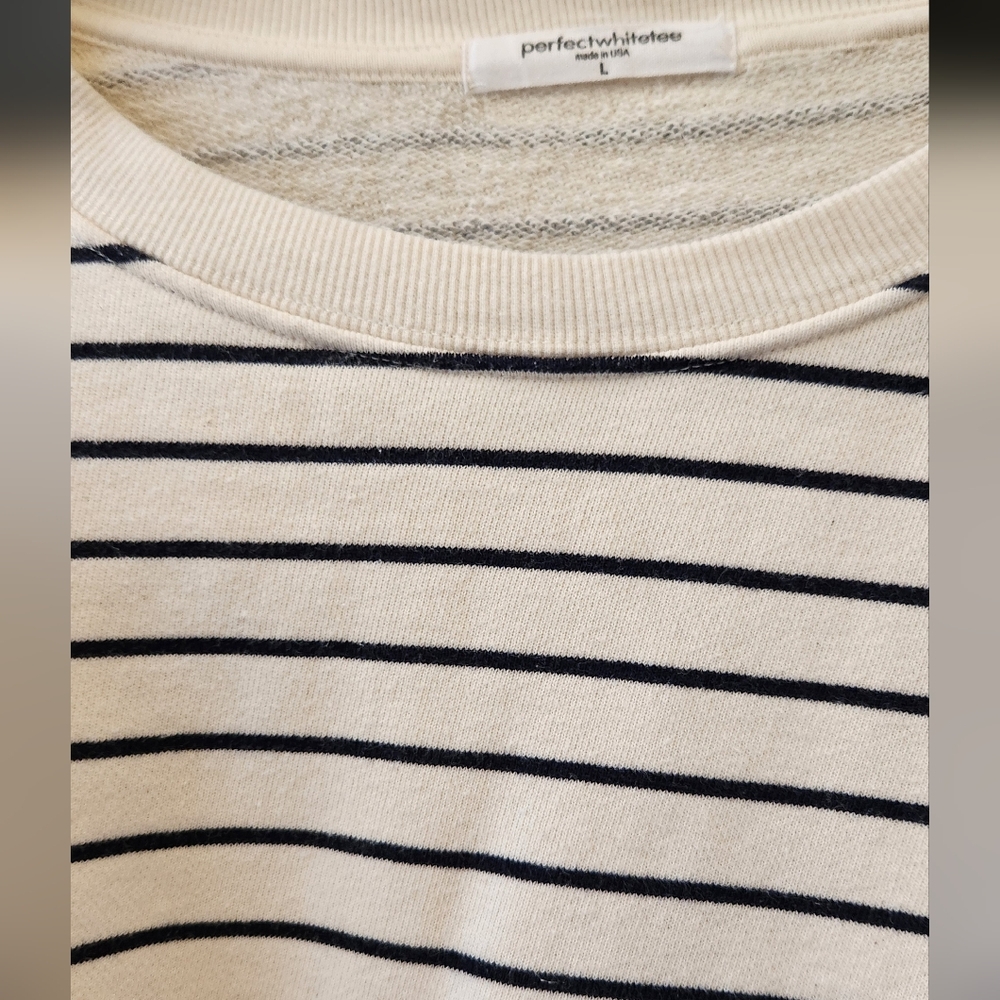 perfectwhitetee Cream and Black Striped Top - Picture 3 of 6